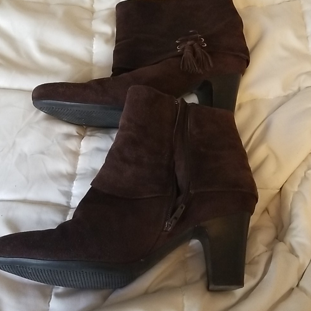 Brown suede ankle boots